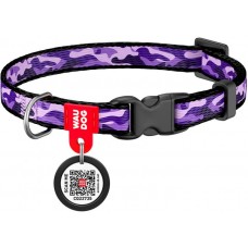 Collar WAUDOG Nylon нашийник "Фіолетовий камо" з QR паспортом та пластиковою фурнітурою для котів XS