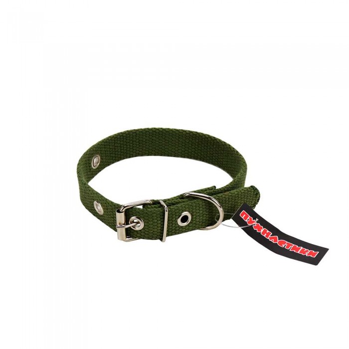 Пухнастики брезентовий нашийник для собак 20 мм, 38 см (зелений) M