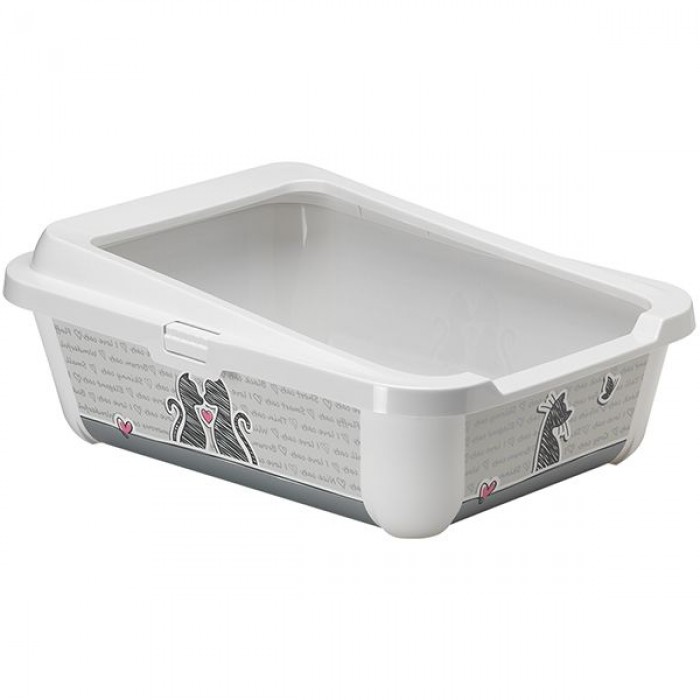 Moderna Hercules Cats in Love туалет для котів з бортиком (білий) 51х39х19 см