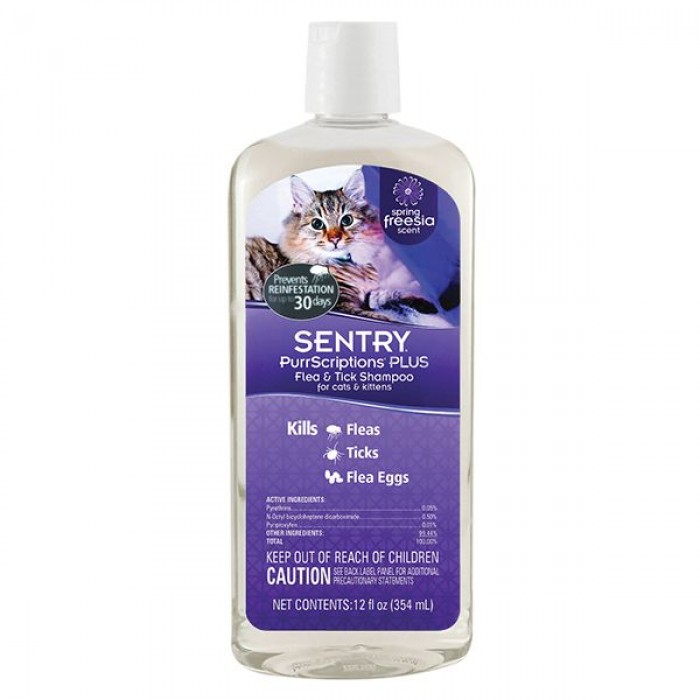Sentry PurrScriptions Plus Spring Freesia шампунь від бліх та кліщів для котів з ароматом квіткової свіжості 354 мл