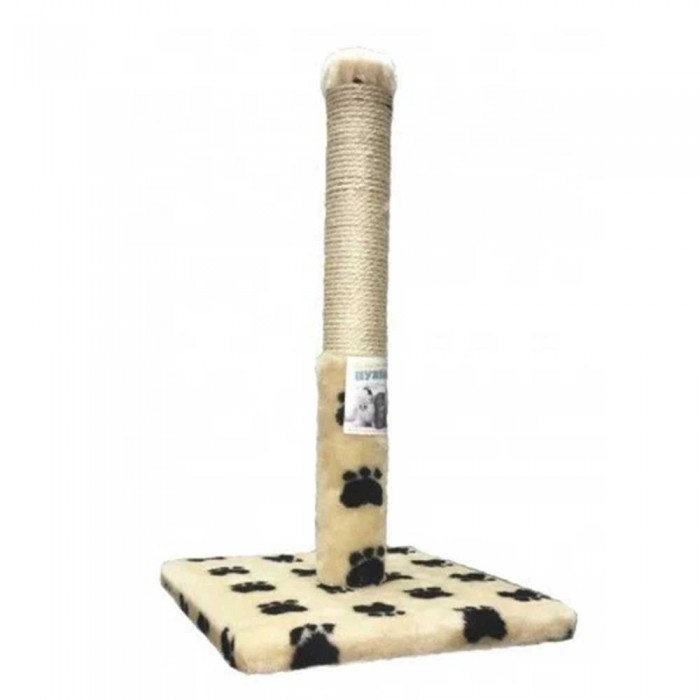 Пухнастики кігтеточка для котів стовпчик на підставці (джут) бежева з лапками 30×50 см