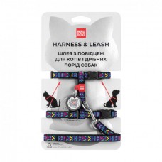 Collar WAUDOG Nylon шлея "Iнді" з повідцем та QR паспортом для котів та собак XS