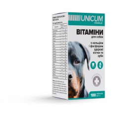Unicum PREMIUM вітаміни для собак зуби та кістки 100г. 100 табл.