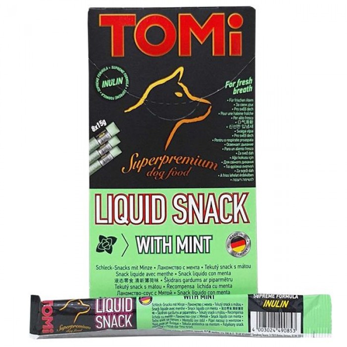 TOMI LIQUID SNACK MINT & INULIN рідкі ласощі для собак із м'ятою та інуліном 15 г