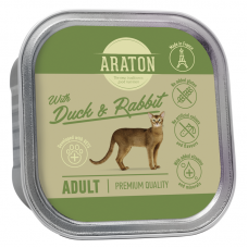 Araton Adult cat with duck and rabbit вологий корм для дорослих котів з качкою та кроликом 85г