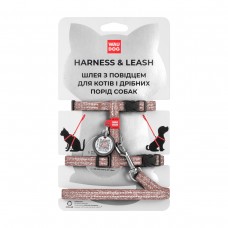 Collar WAUDOG Re-cotton шлея з повідцем для котів і малих собак з QR-паспортом (коричнева) XS