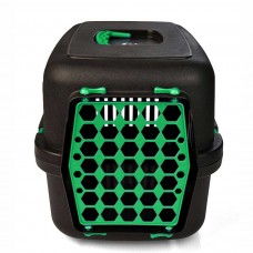 AGILITY Plast пластикова переноска для котів і собак до 12 кг (чорно-зелена) 35х49х32,5см