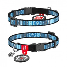 Collar WAUDOG Nylon нейлоновий нашийник "Етно синій" з QR паспортом для собак XS