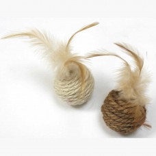 Croci іграшка для котів "М'яч сизаль з пером" (в асортименті)