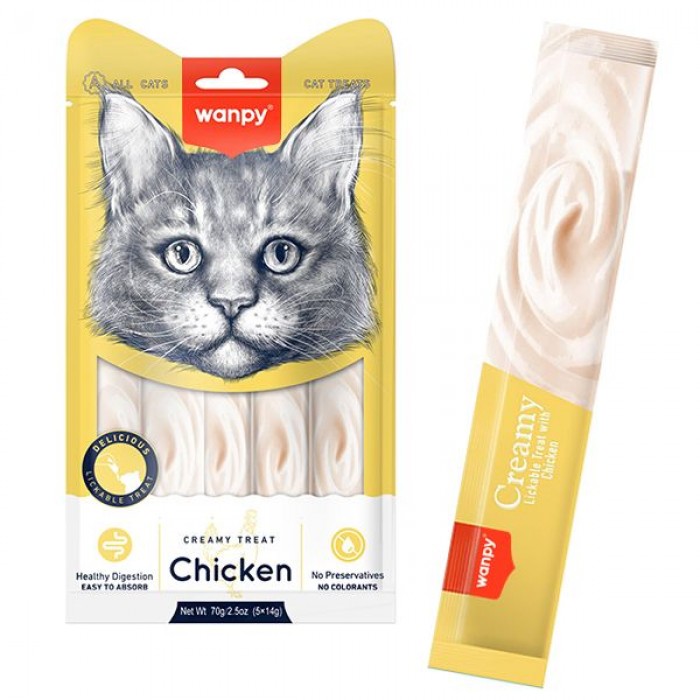 Wanpy Creamy Lickable Treats Chicken рідкі ласощі для котів з куркою 70 г