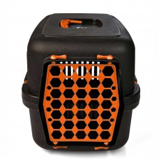 AGILITY Plast пластикова переноска для котів і собак до 12 кг (чорно-помаранчева) 35х49х32,5 см