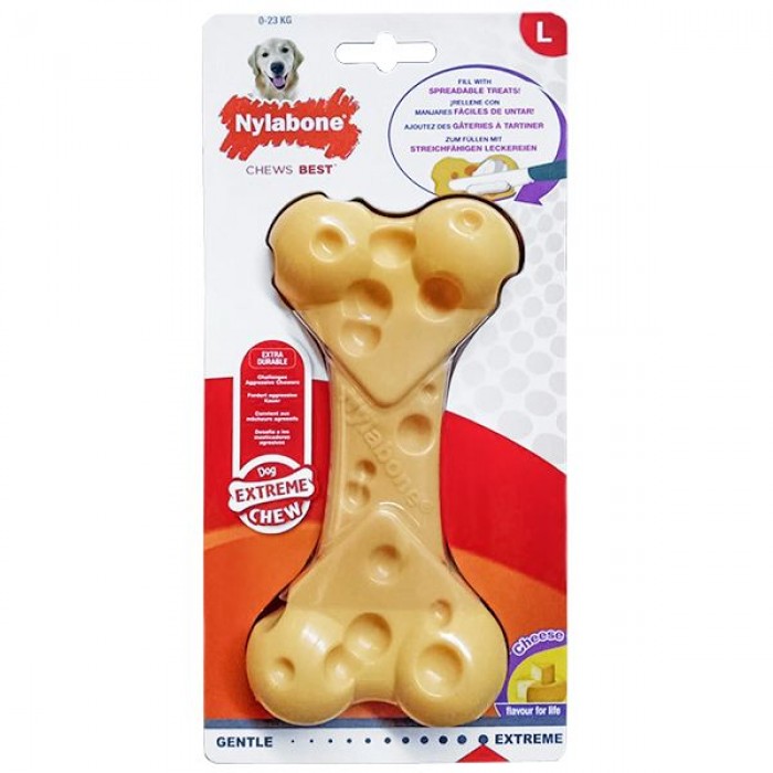 Nylabone Extreme Chew Cheese Bone іграшка кістка для собак великих порід з ароматом сиру 17,5см