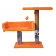 Пухнастики кігтеточка для котів з диваном і полицею (джут) руда з сірим 30×38×50 см