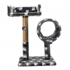 Пухнастики кігтеточка для котів з диваном і тунелем (джут) сіра з лапками 56×38 см