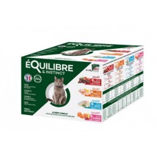 Equilibre & Instinct вологий корм для котів (мультипак-набір 4 смаки) шматочки в соусі 85 г (24 шт)