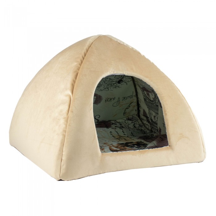 Пухнастики Юрта будиночок для котів і собак малих порід (бежевий) 40х40х35 см