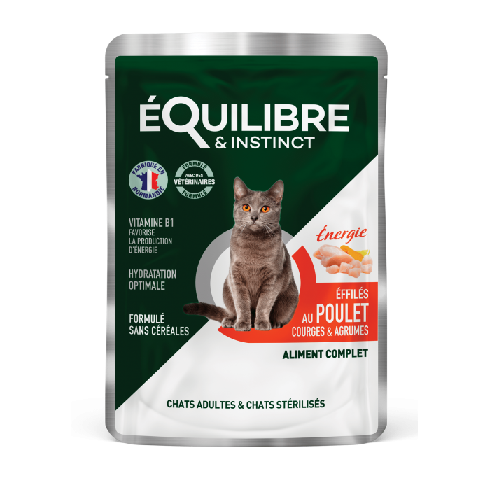 Equilibre & Instinct вологий корм для стерилізованих котів з куркою, гарбузом і цитрусовими в соусі 85г*12 шт