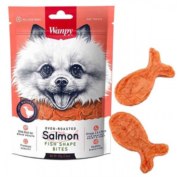 Wanpy Salmon Fish Shape Bites ласощі для собак з лососем 100 г