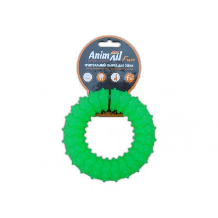 AnimAll Fun іграшка для собак "Кільце з шипами" (зелена) 9 см​
