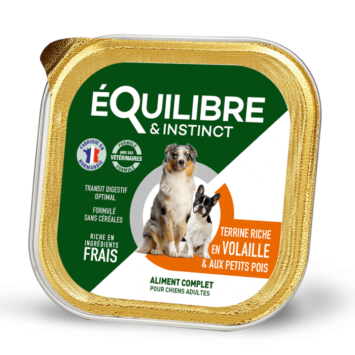 Equilibre & Instinct паштет для дорослих собак з м'ясом птиці і зеленим горошком 300г*9шт