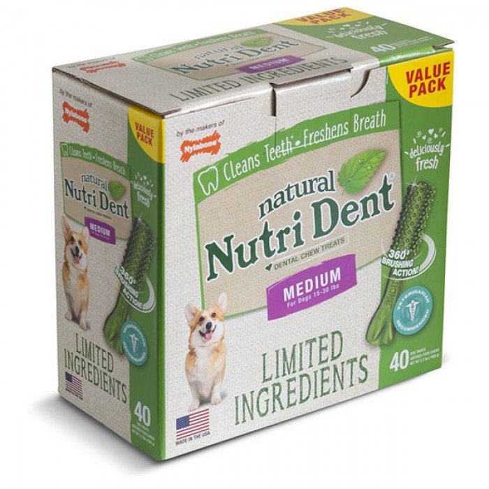 Nylabone Nutri Dent Natural Medium ласощі для чистки зубів у собак середніх порід 40шт/уп