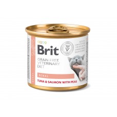 Консерва Brit GF Veterinary Diet Cat Renal з тунцем, лососем і горошком для котів 200 g