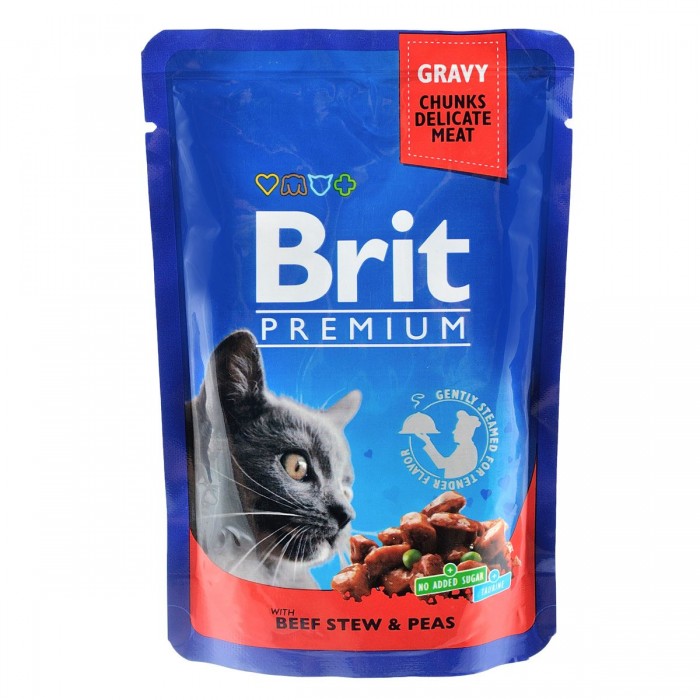 Brit Premium Cat pouch тушкована яловичина та горох 100g