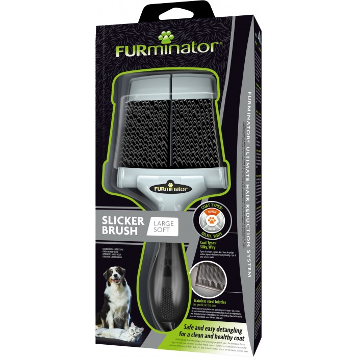 FURminator м'яка щітка-пуходерка для котів та собак різних порід розмір L