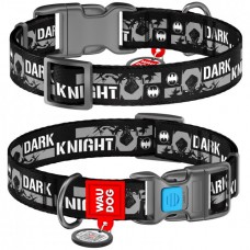 Collar WAUDOG Nylon нейлоновий нашийник "Темний лицар" з QR паспортом для собак S