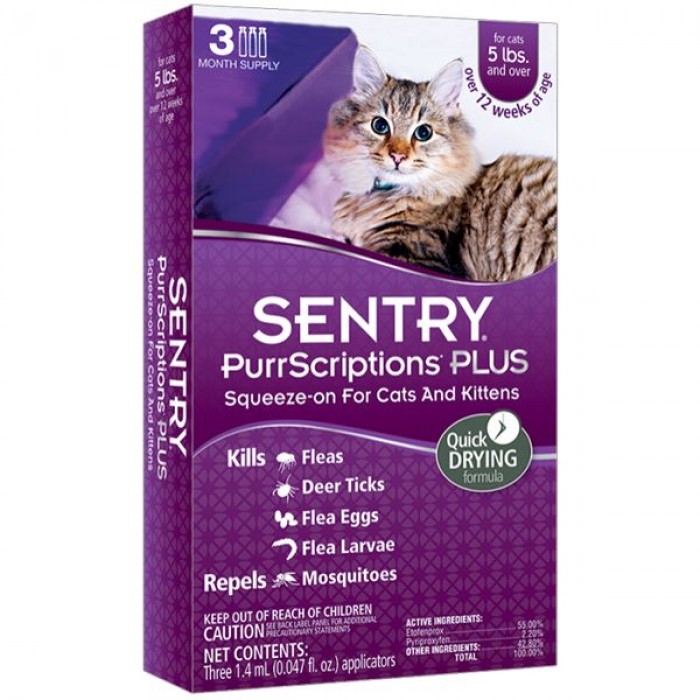 Sentry PurrScriptions Plus краплі від бліх, кліщів і комарів для котів (1,4 мл)