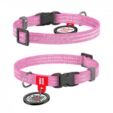 Collar WAUDOG Re-cotton світловідбивний нашийник з QR паспортом для котів та собак (рожевий) XS