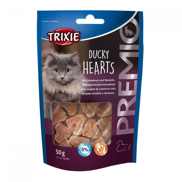 Trixie PREMIO Hearts ласощі для котів з качкою та минтаєм 50гр