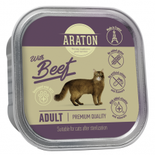 Araton Adult cat with beef вологий корм для дорослих стерилізованих котів з яловичиною 85г