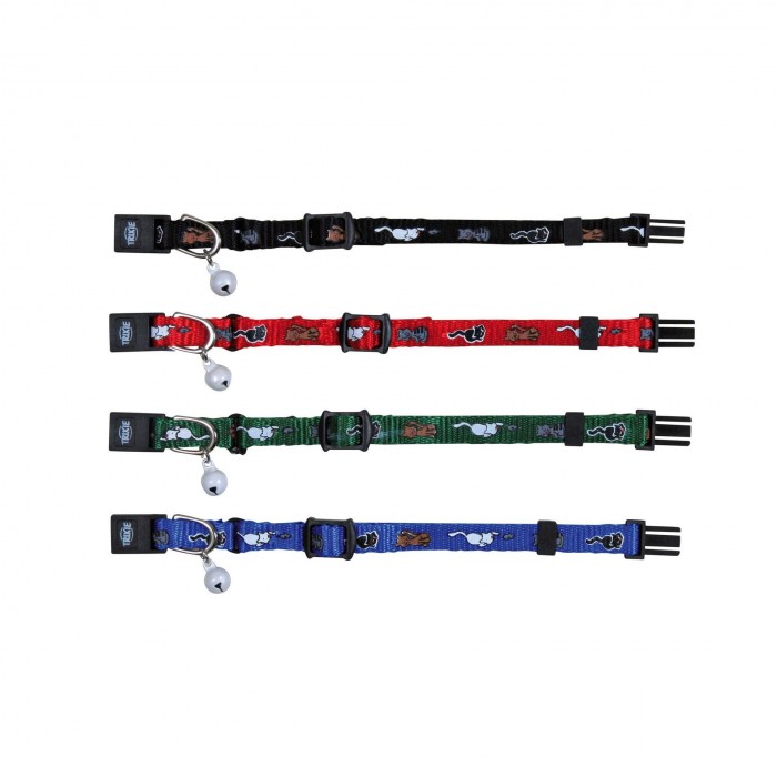 Trixie нейлоновий нашийник для кошенят з малюнком та дзвіночком 4-х кольoрів