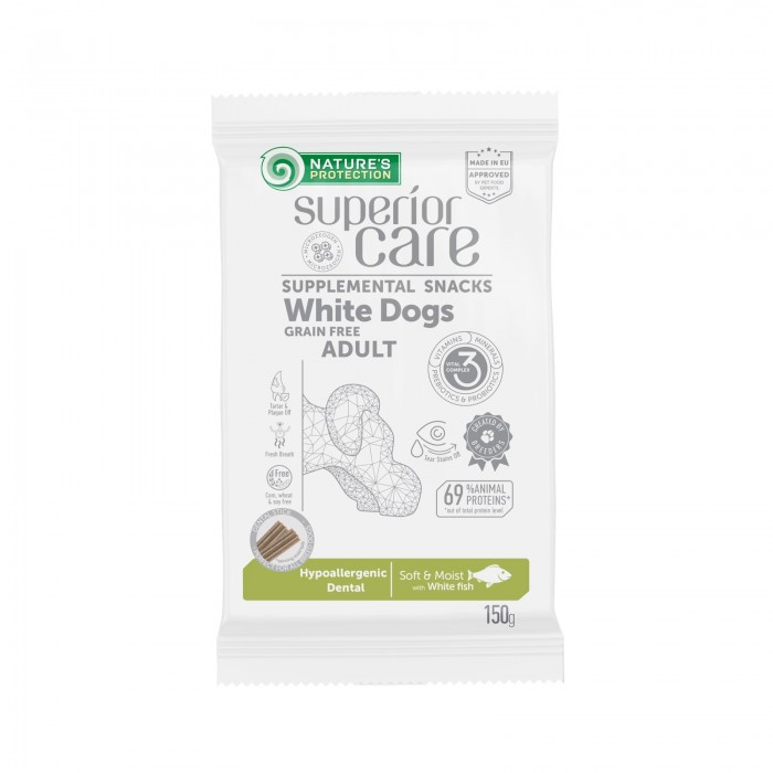 Nature's Protection Superior Care White Dogs Hypoallergenic & Dental Care для собак з білим забарвленням 150 г*6шт.