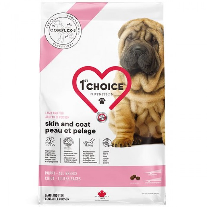 1st Choice Puppy Skin and Coat сухий корм для цуценят всіх порід з ягням та рибою 11 кг