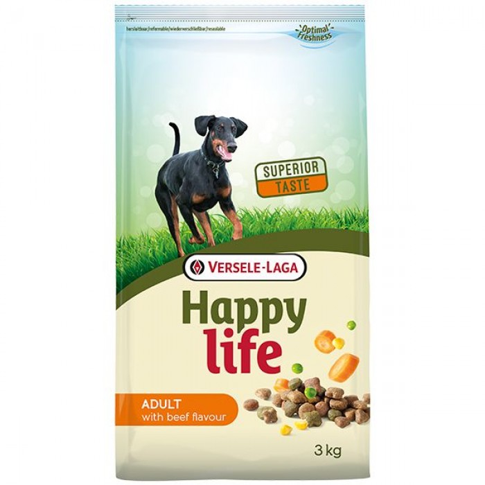 Happy Life Adult with Beef Flavouring сухий корм для собак з яловичиною 3кг
