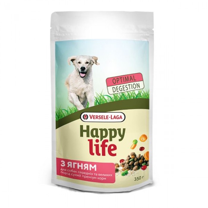 Happy Life Adult with Lamb сухий корм для собак великих порід з ягням 0,35кг