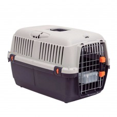 Bergamo Iata Bracco Travel 2 переноска з металевими дверцятами та поїлкою для собак до 18 кг (сіро-чорна)