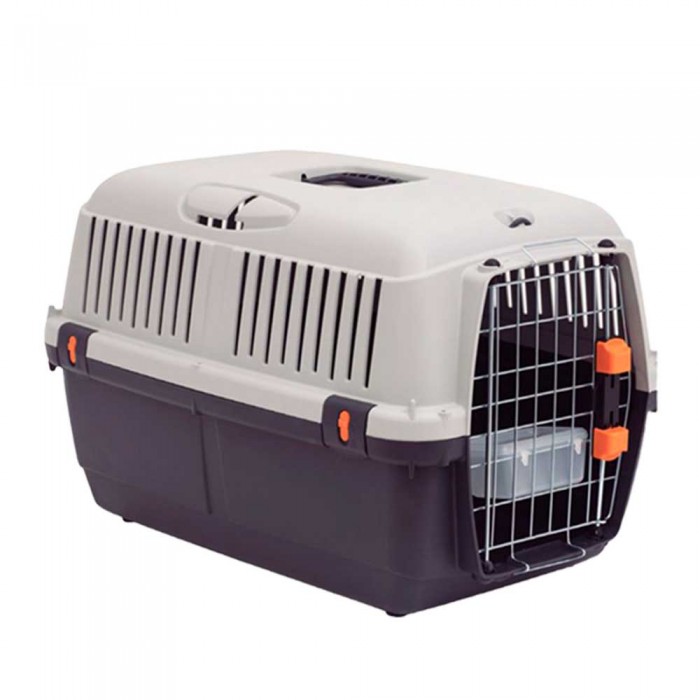 Bergamo Iata Bracco Travel 2 переноска з металевими дверцятами та поїлкою для собак до 18 кг (сіро-чорна)