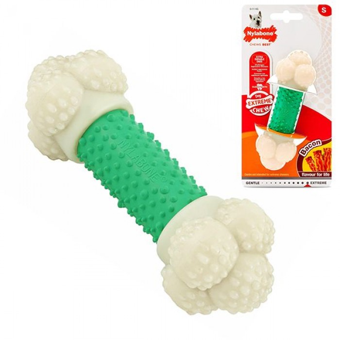 Nylabone Extreme Chew Double Action для собак малих порід з ароматом бекону та м'яти 12см