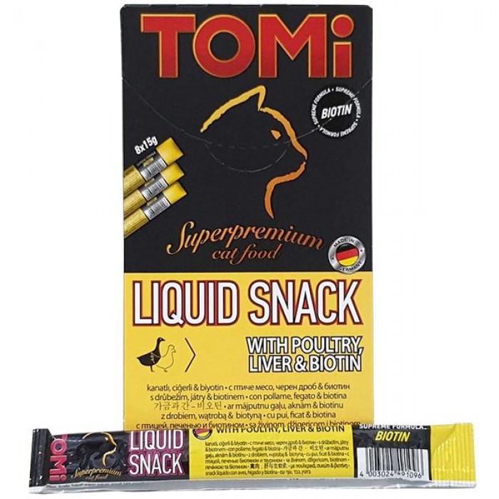 TOMI LIQUID SNACK POULTRY, LIVER & BIOTIN рідкі ласощі для котів з птицею, печінкою та біотином 15 г