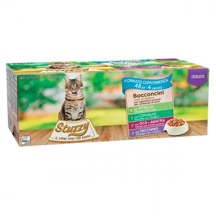 Stuzzy Cat Sterilized Multipack вологий корм в соусі для стерилізованих котів (набір з 4-ма різними смаками) 4,08 кг
