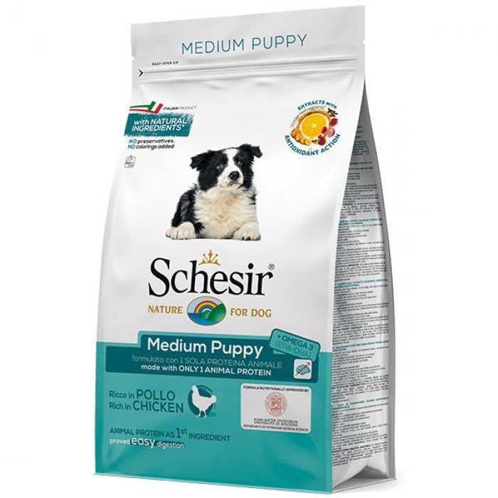 SCHESIR DOG MEDIUM PUPPY сухий корм для цуценят середніх порід з куркою 3 кг