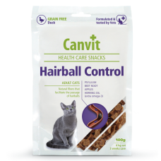 Canvit Hairball Control напіввологі ласощі з качкою та клітковиною для котів 100 г