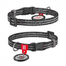 Collar WAUDOG Re-cotton світловідбивний нашийник з QR паспортом для котів та собак (сірий) XS
