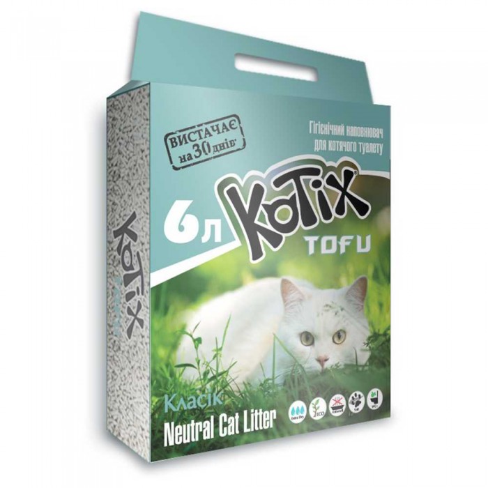 KOTIX TOFU Classic соєвий наповнювач для кішок без аромату 6 л