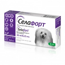 Селафорт KRKA Спот-он краплі від бліх, кліщів і гельмінтів для собак від 2,6 до 5 кг (1 піпетка 0,25 мл)