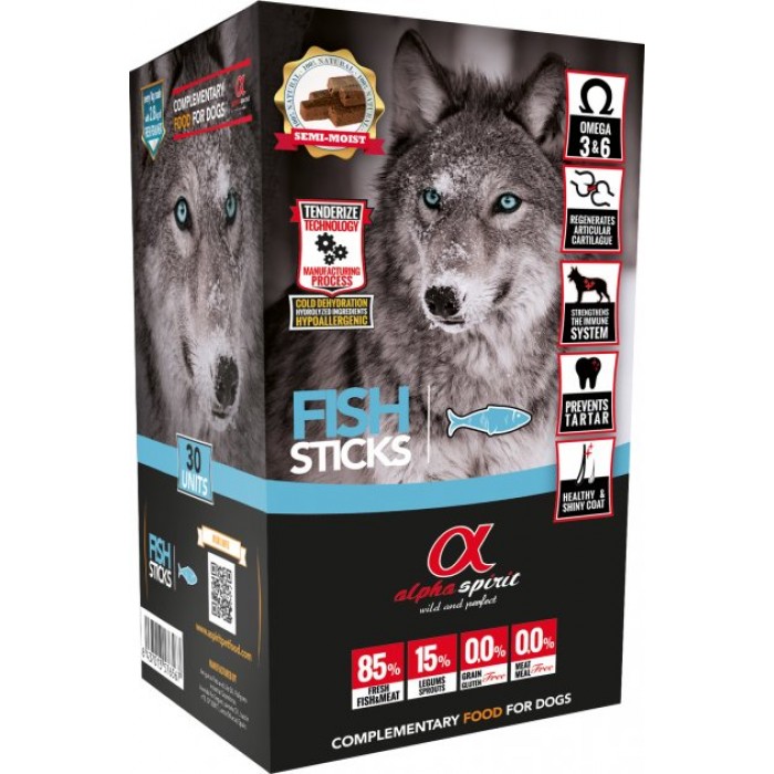 Alpha Spirit Dog Sticks Fish напіввологі ласощі для собак з риби 30*10г (палички)