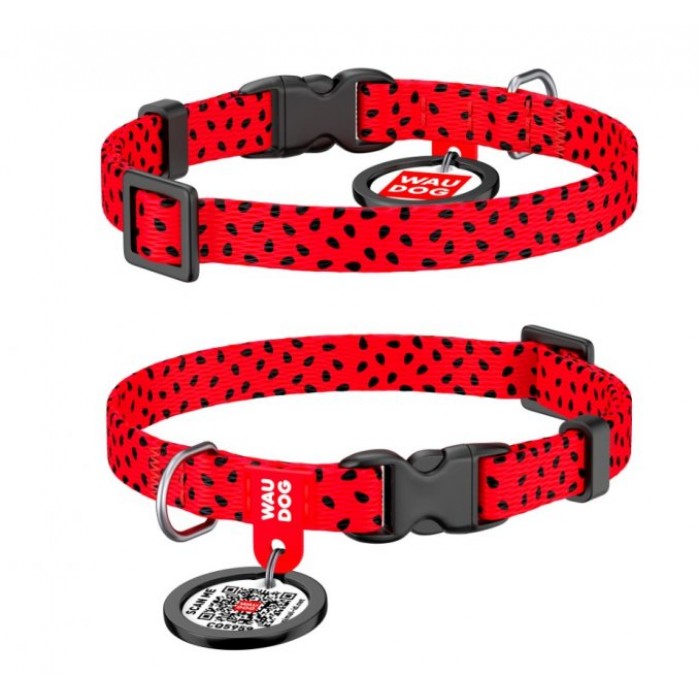 Collar WAUDOG Nylon нашийник "Кавун" з QR паспортом та пластиковою фурнітурою для котів XS
